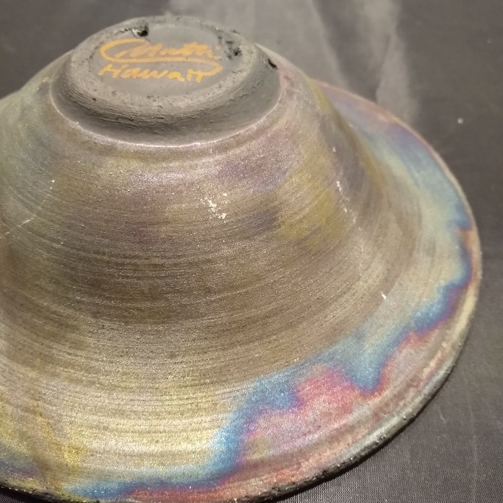 Chris Matti Raku Hawaiian Pottery Bowl HGT#1 - Picture 7 of 13